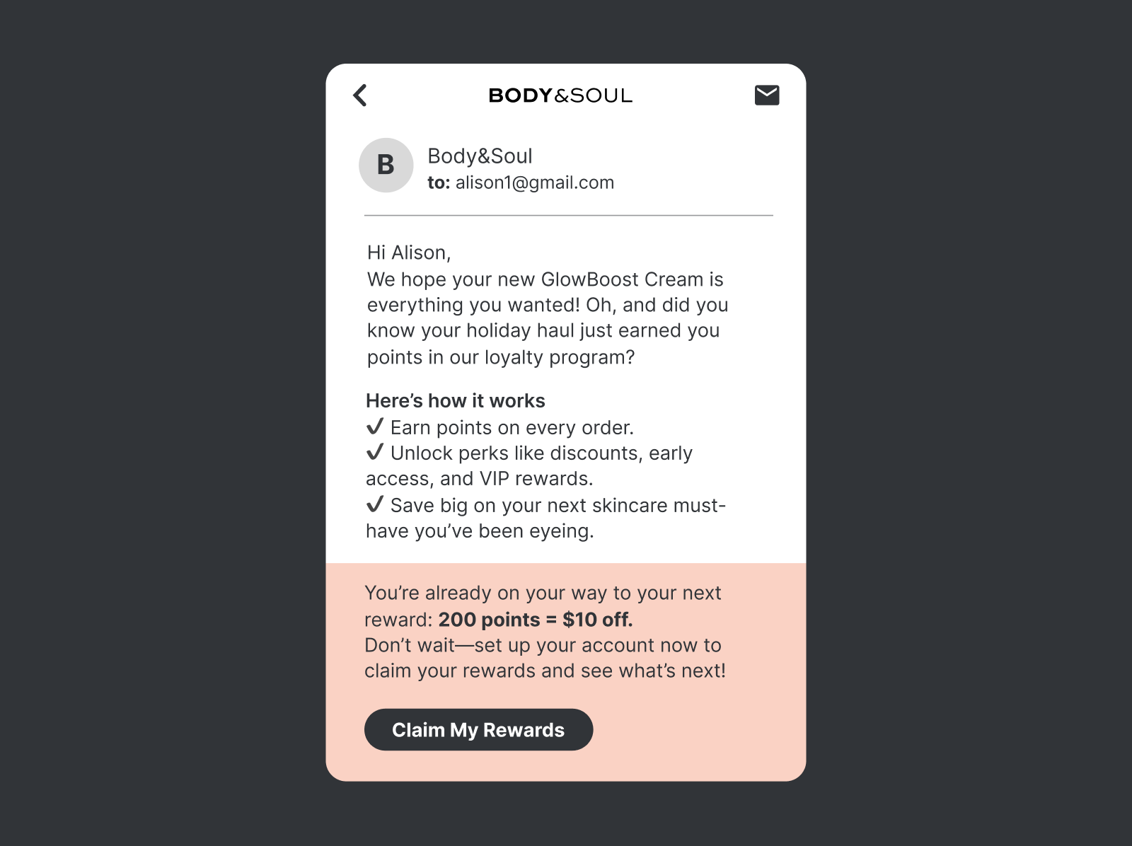 Post-purchase email 